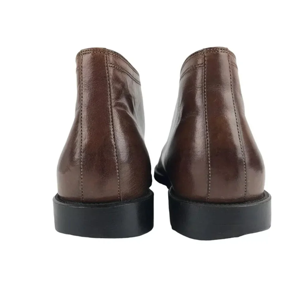 Francisco‎ Mens Brown Leather Almond Toe Lace Up Chukka Boots Size 10 D